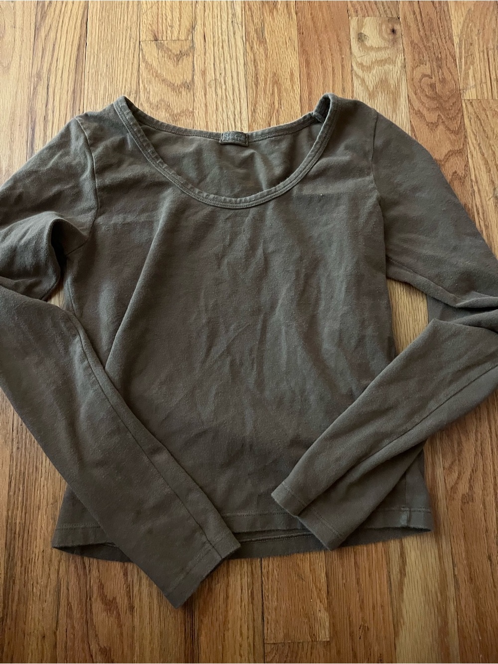 Brandy Melville brown Long-Sleeve Scoop Top